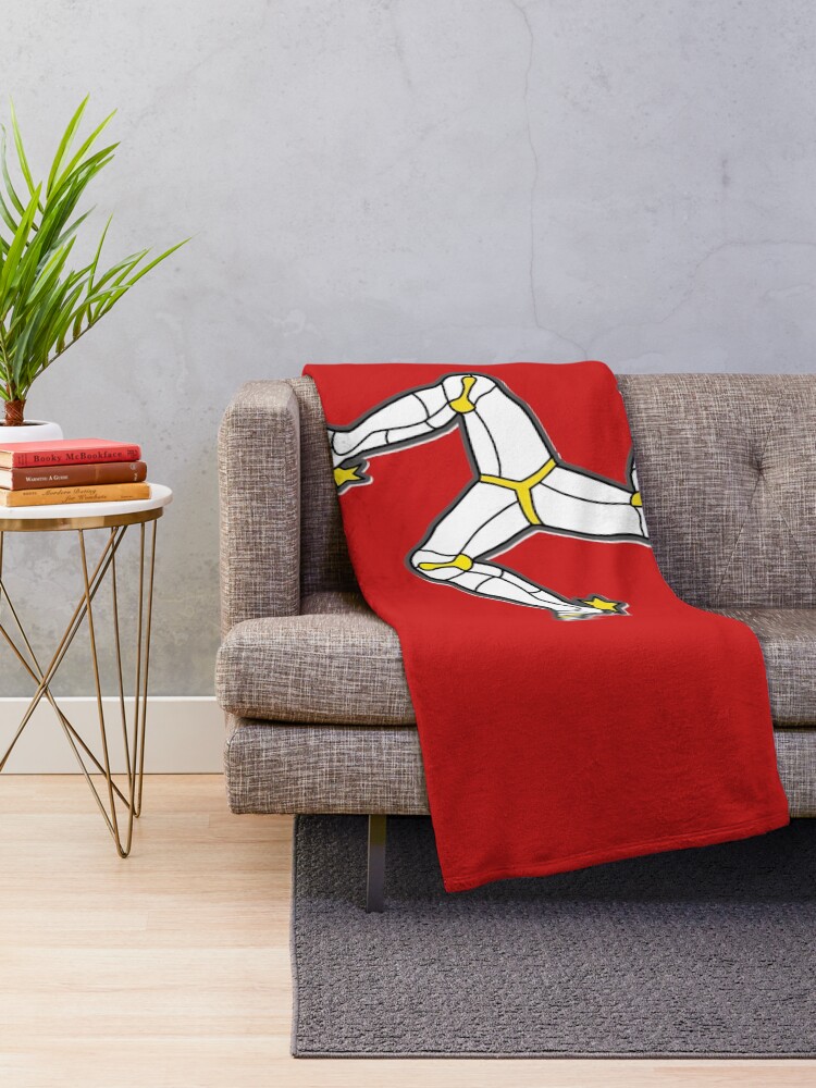 Alternate view of Isle Of Man 3 Legs Of Man Traditional Manx Flag Celtic Triskelion Throw Blanket