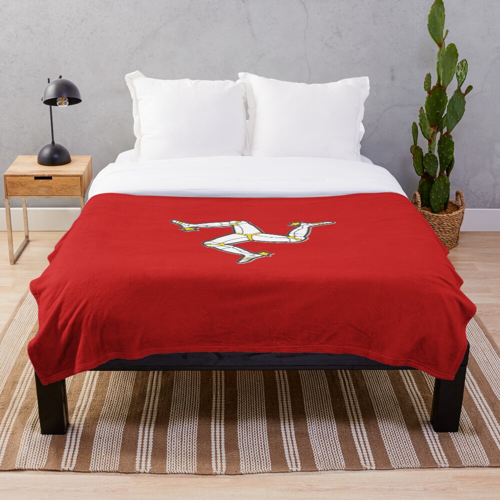 Isle Of Man 3 Legs Of Man Traditional Manx Flag Celtic Triskelion Throw Blanket