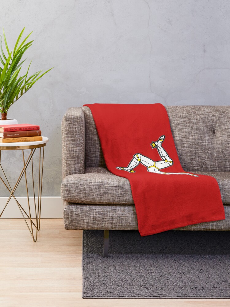 Alternate view of Isle Of Man 3 Legs Of Man Traditional Manx Flag Celtic Triskelion Throw Blanket