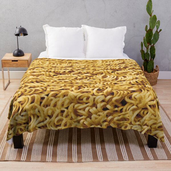 Seamless Ramen Noodle Pattern Throw Blanket
