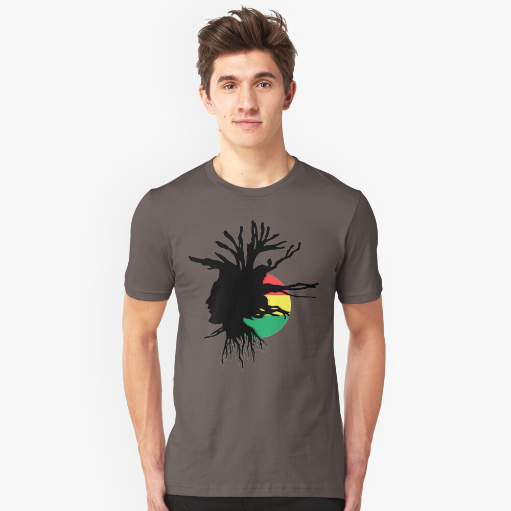 Rasta Dreads Ethiopian Flag Reggae Roots Rastafarian Jamaica Slim Fit T-Shirt