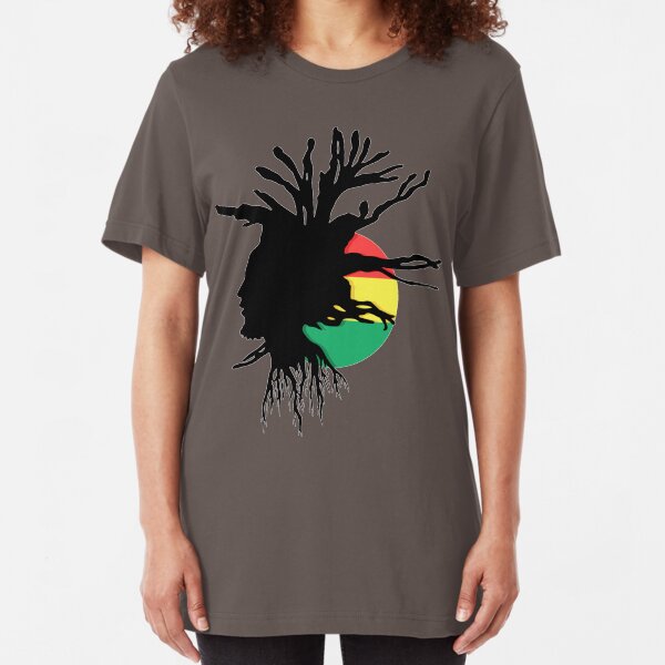 Rasta Dreads Ethiopian Flag Reggae Roots Rastafarian Jamaica Slim Fit T-Shirt