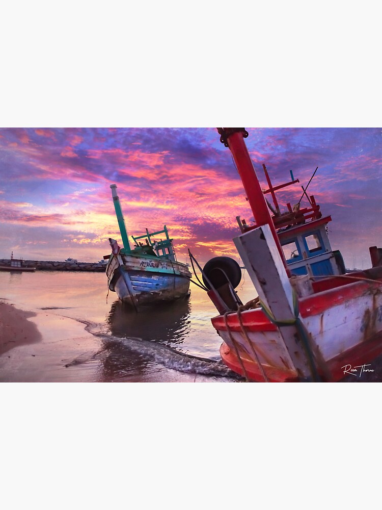 Thumbnail 3 of 3, Sticker, Thai Fishing Boats designed and sold by wrassell.