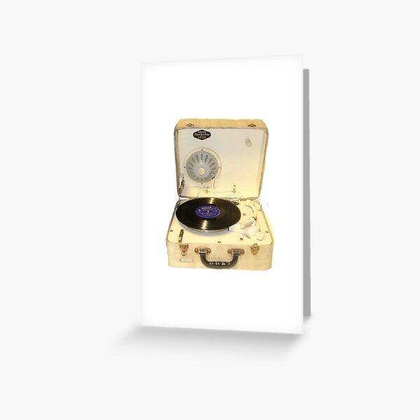 Vintage 1950s record player with vinyl record Greeting Card
