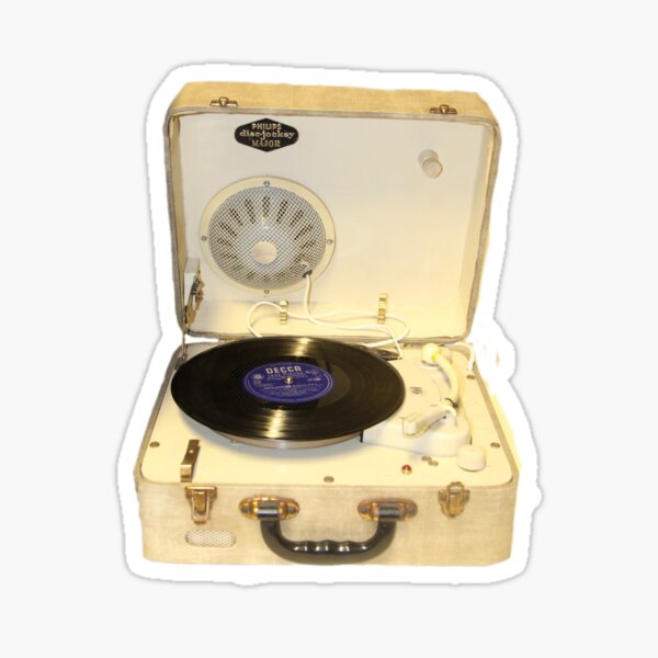 Vintage 1950s record player with vinyl record Sticker