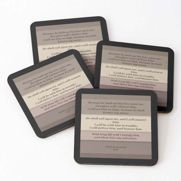 Psalms 91 Therefore will I deliver him Coasters (Set of 4)