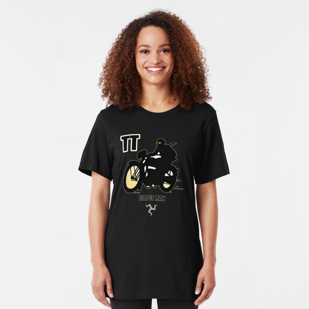 Isle Of Man TT Races Retro Biker Manx Flag 3 Legs Of Man Vintage Style Retro Print Slim Fit T-Shirt