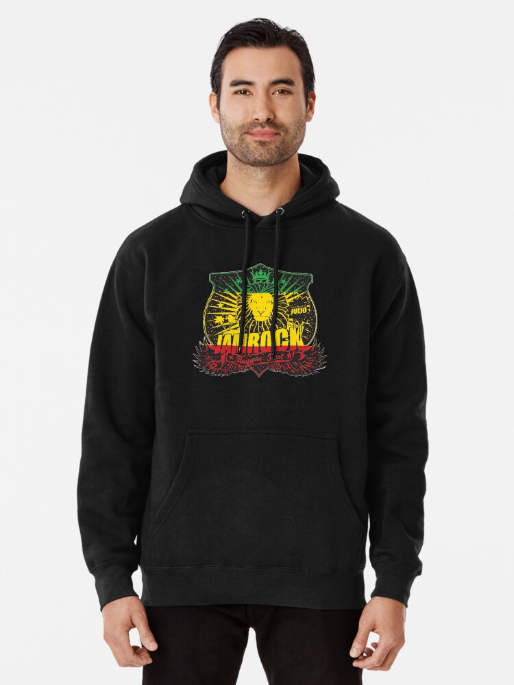 Alternate view of Lion Of Judah Jam Rock Rasta Ethiopian Flag Rastafarian Dreadlocks Pullover Hoodie