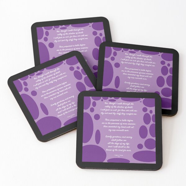 Psalms 23 I will fear no evil Coasters (Set of 4)