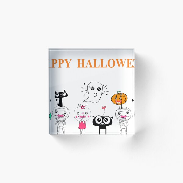 Happy haloween cute cartoon background Acrylic Block