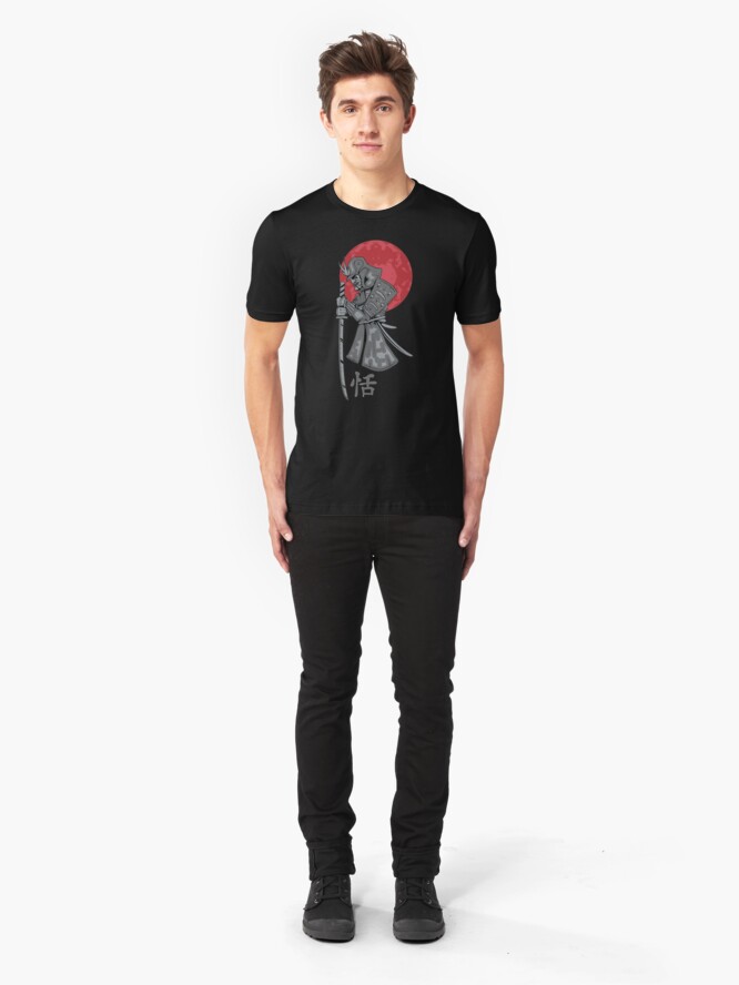 Alternate view of Samurai Sword Red Moon Kanji Print Slim Fit T-Shirt