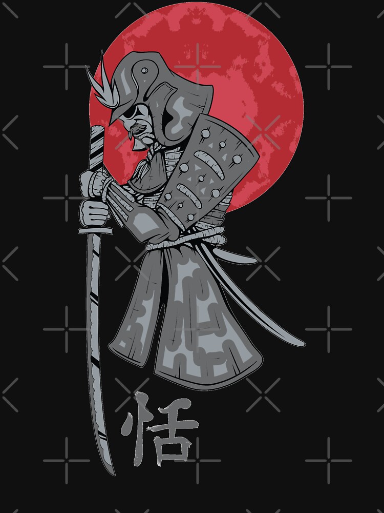 Samurai Sword Red Moon Kanji Print by thespottydogg