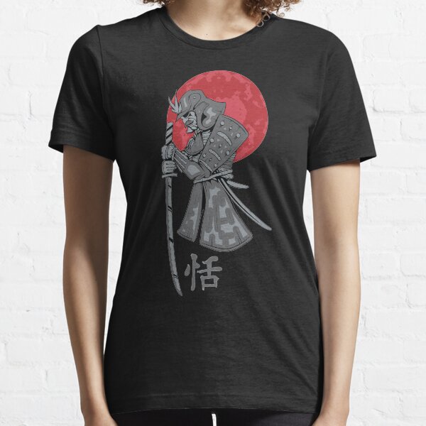 Samurai Sword Red Moon Kanji Print Essential T-Shirt