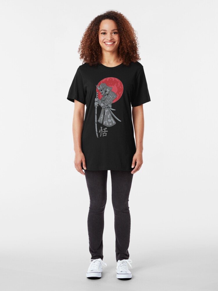 Alternate view of Samurai Sword Red Moon Kanji Print Slim Fit T-Shirt
