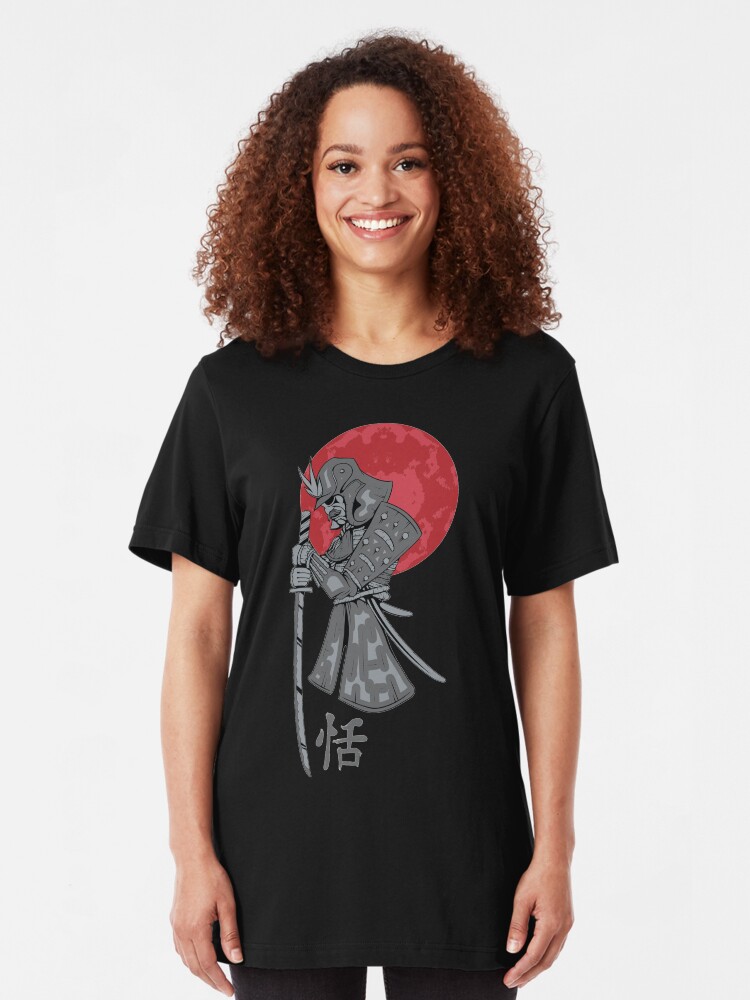 Alternate view of Samurai Sword Red Moon Kanji Print Slim Fit T-Shirt