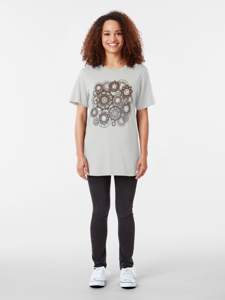 Alternate view of Steampunk Gears Cogs Clockwork Print Slim Fit T-Shirt