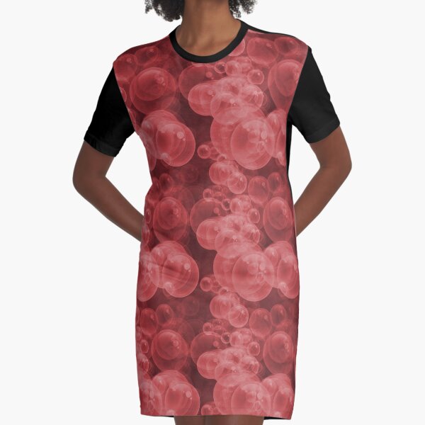 Small Red Water Air Bubbles Graphic T-Shirt Dress