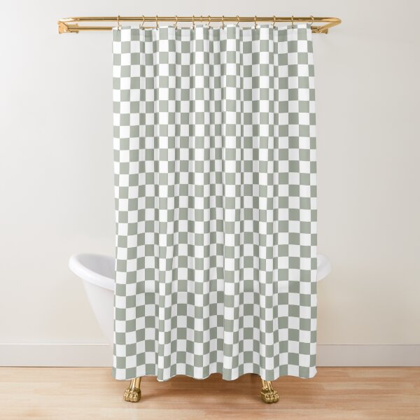 "Desert Sage Grey Green and White Check" Shower Curtain by podartist