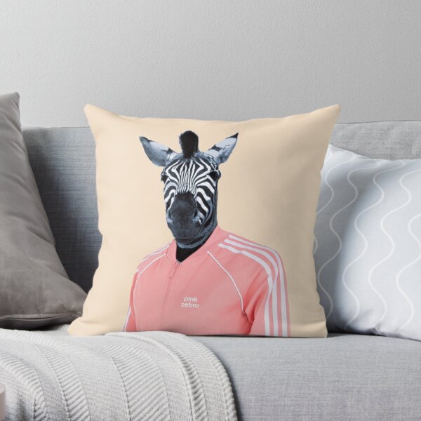 Pink zebra Throw Pillow