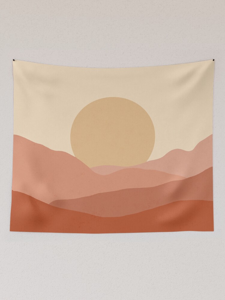 Minimalist Landscape Earth Tones Design muted tones Tapestry