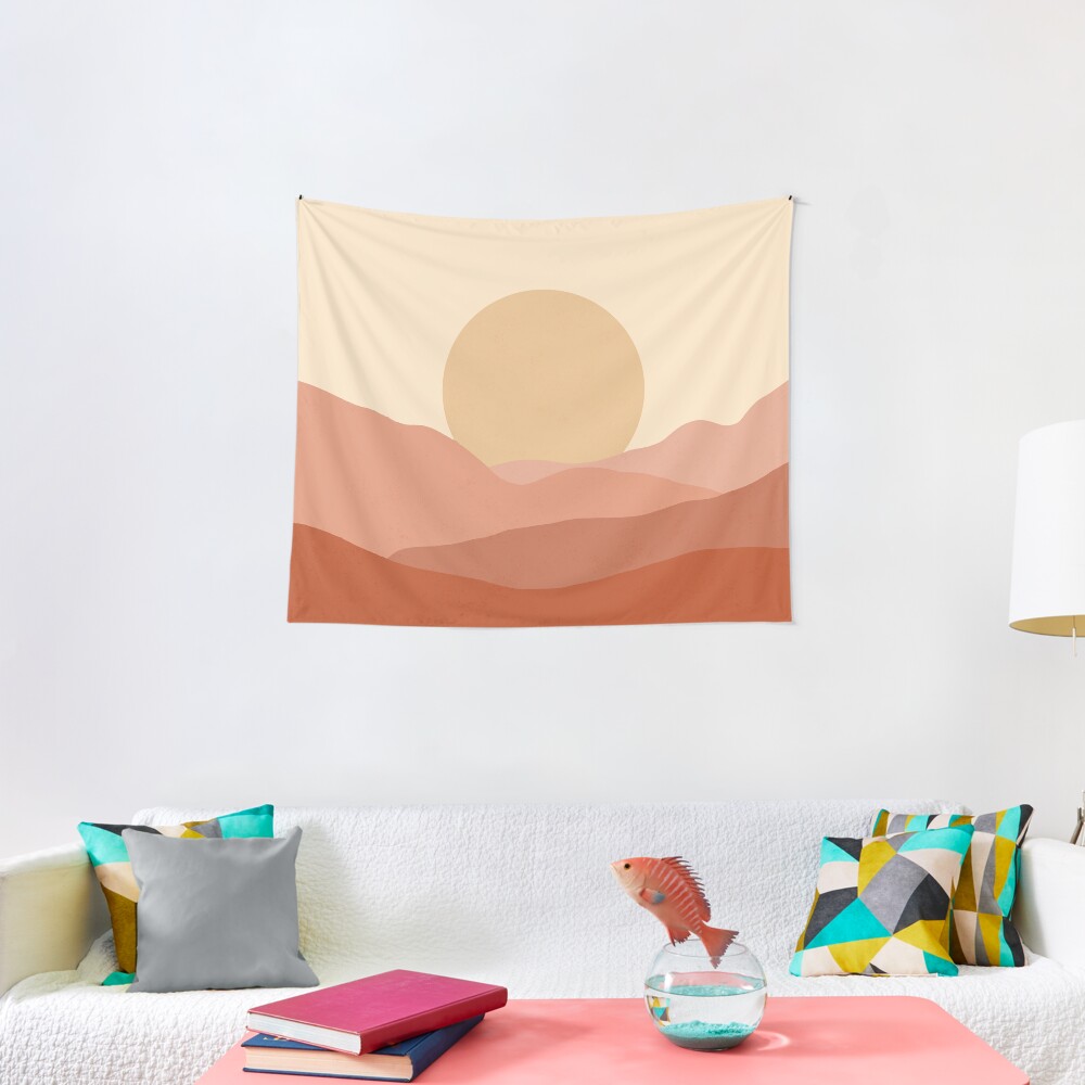 Minimalist Landscape Earth Tones Design | muted tones Tapestry