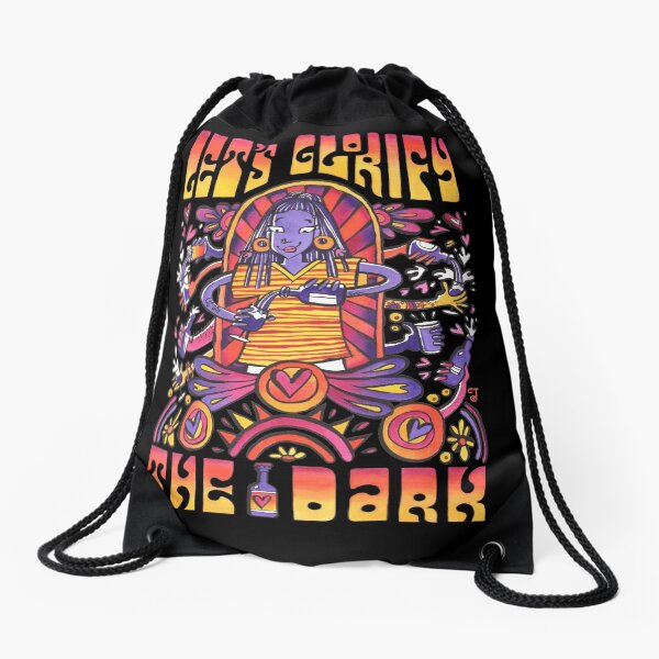 Psychedelic Dark Beer Poster Drawstring Bag