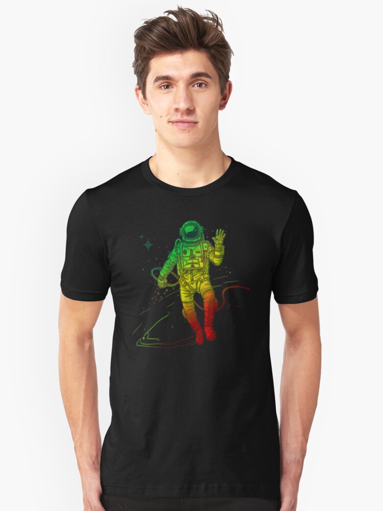 Alternate view of Rasta Dreads Reggae Jamaica Ethiopian Flag Roots Space Man Slim Fit T-Shirt