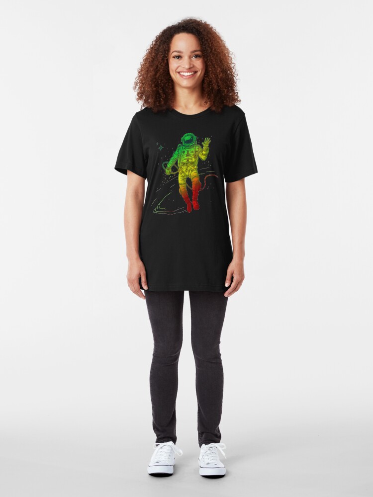 Alternate view of Rasta Dreads Reggae Jamaica Ethiopian Flag Roots Space Man Slim Fit T-Shirt