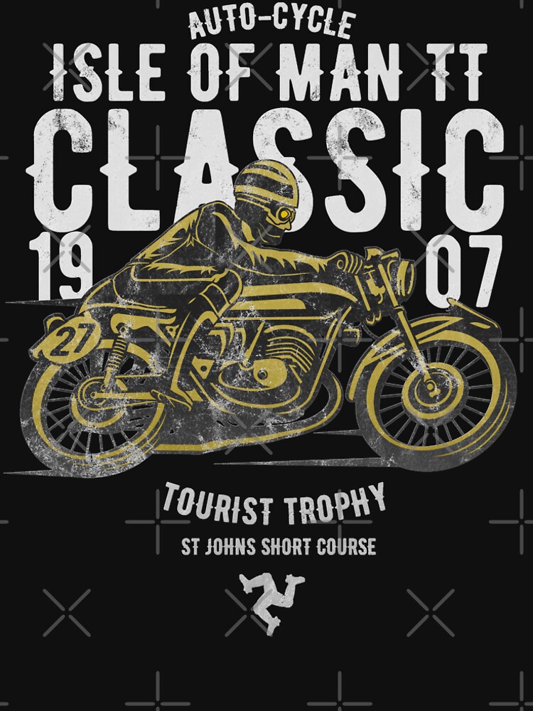 Isle Of Man TT Racing Manx Classic Vintage 3 Legs Of Man Flag Road Races GP Classic Print by thespottydogg