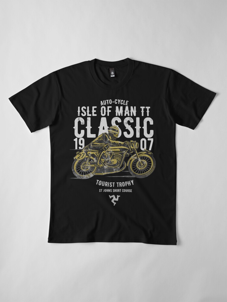 Alternate view of Isle Of Man TT Racing Manx Classic Vintage 3 Legs Of Man Flag Road Races GP Classic Print Premium T-Shirt