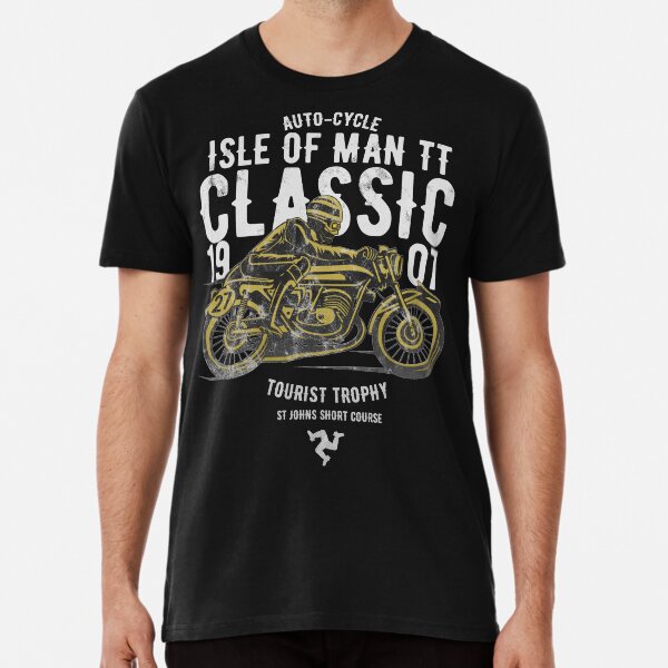 Isle Of Man TT Racing Manx Classic Vintage 3 Legs Of Man Flag Road Races GP Classic Print Premium T-Shirt