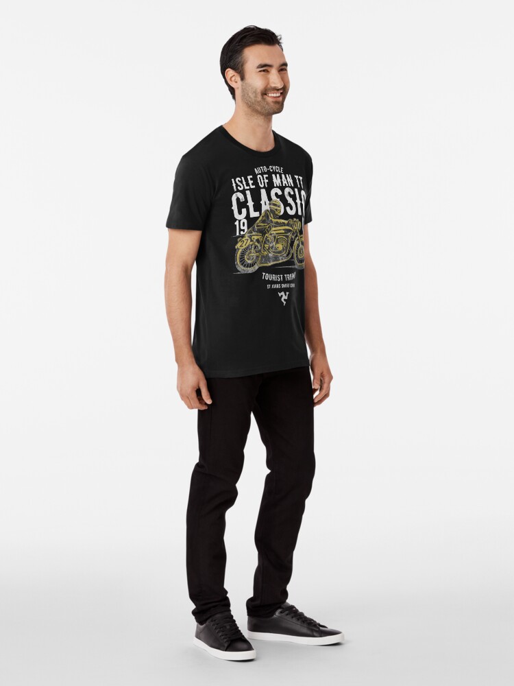 Alternate view of Isle Of Man TT Racing Manx Classic Vintage 3 Legs Of Man Flag Road Races GP Classic Print Premium T-Shirt