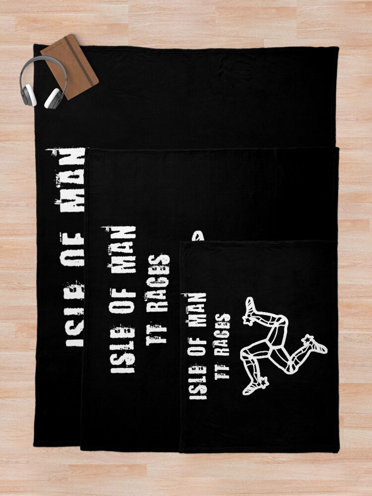 Alternate view of Isle Of Man TT Races 3 Legs Of Man Flag Vintage Retro Celtic Manx Racing Graphic Throw Blanket