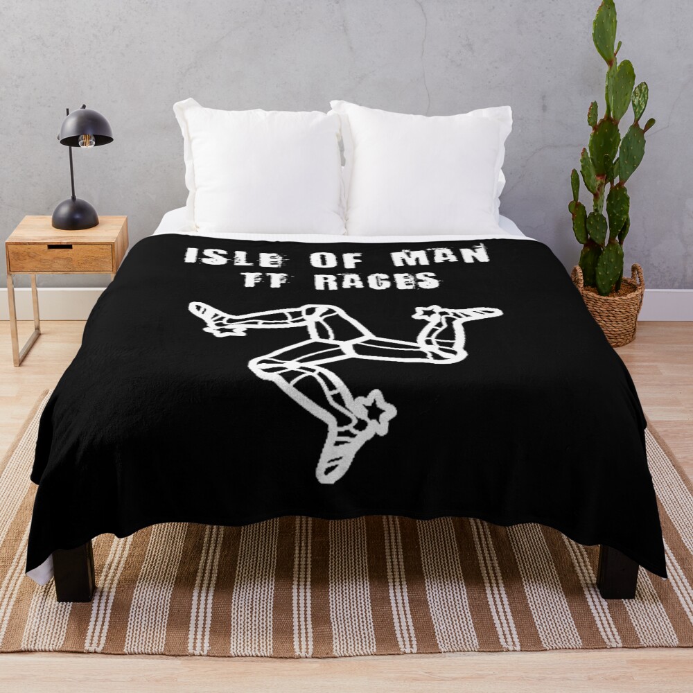 Isle Of Man TT Races 3 Legs Of Man Flag Vintage Retro Celtic Manx Racing Graphic Throw Blanket