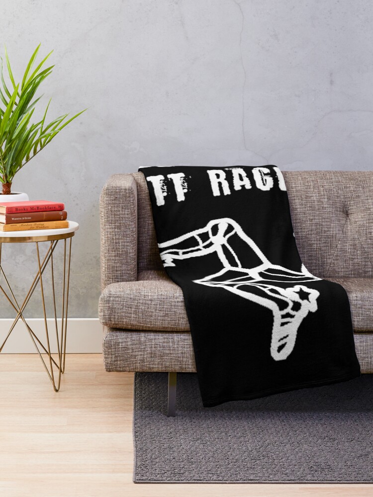 Alternate view of Isle Of Man TT Races 3 Legs Of Man Flag Vintage Retro Celtic Manx Racing Graphic Throw Blanket