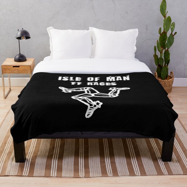 Isle Of Man TT Races 3 Legs Of Man Flag Vintage Retro Celtic Manx Racing Graphic Throw Blanket