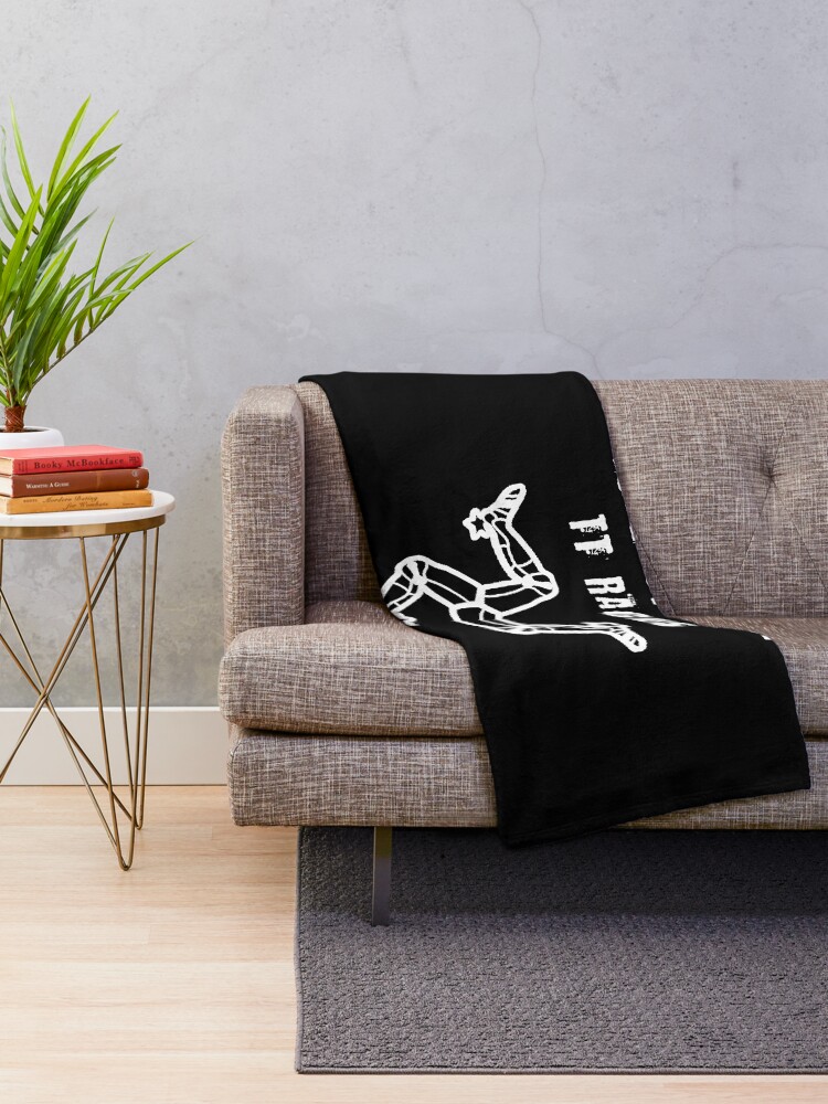 Alternate view of Isle Of Man TT Races 3 Legs Of Man Flag Vintage Retro Celtic Manx Racing Graphic Throw Blanket