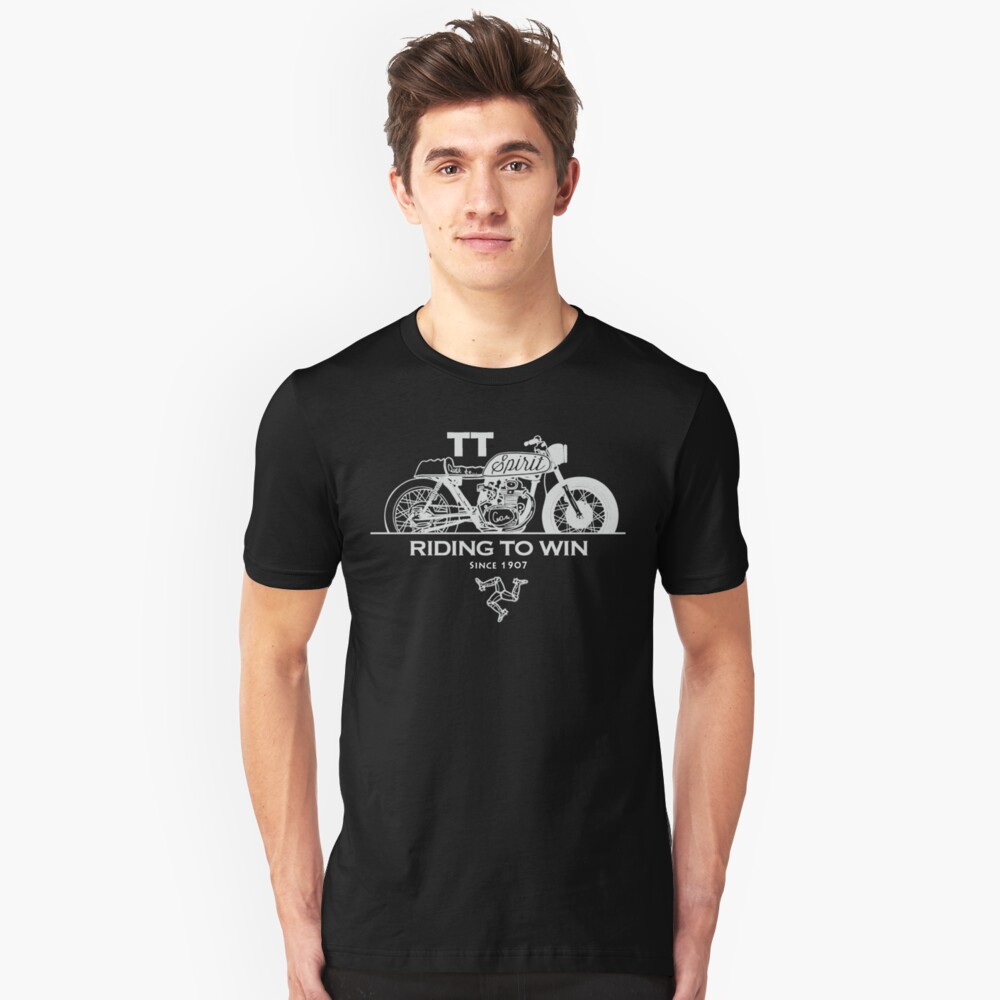 Isle Of Man Manx TT Racing Spirit Of The Racers Tourist Trophy Biker Races Graphic Slim Fit T-Shirt