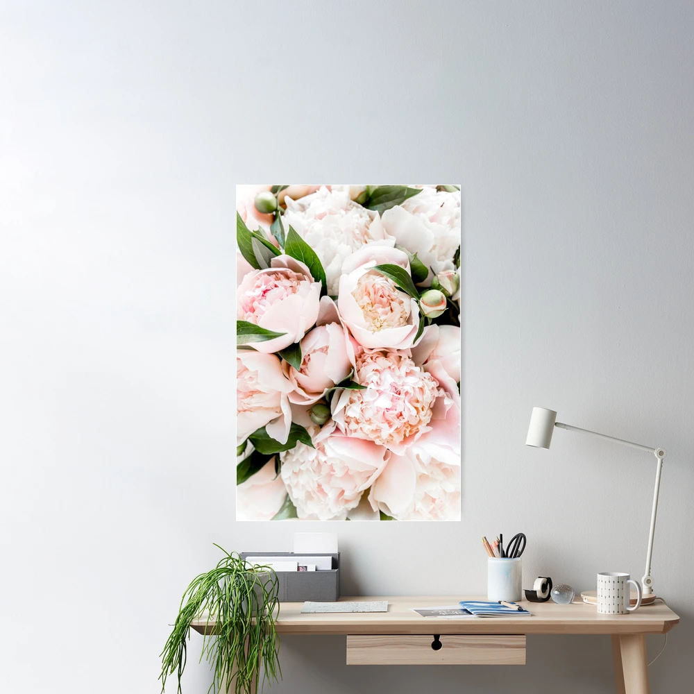 Peony pink flowers, Peonies, Modern art, Wall art, Pale pink, Scandinavian  print | Poster