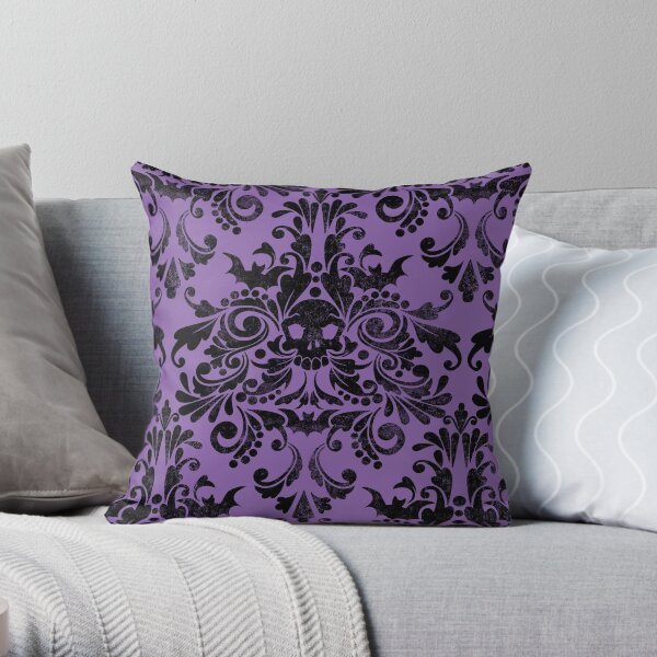 Skull Damask Pattern Throw Pillow