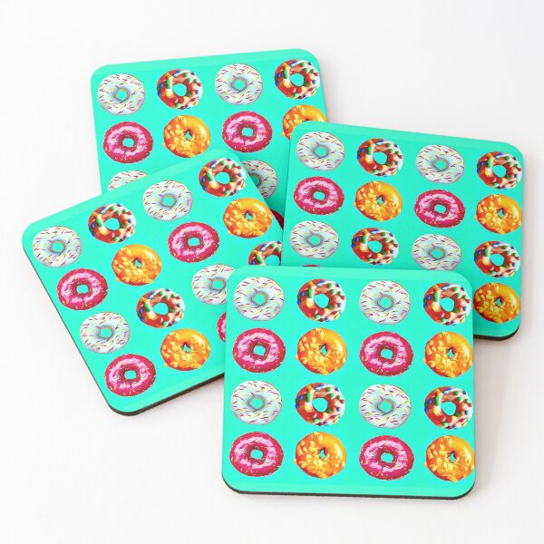 Item preview, Donuts on turquoise designed and sold by Yamy Morrell Art and Design.