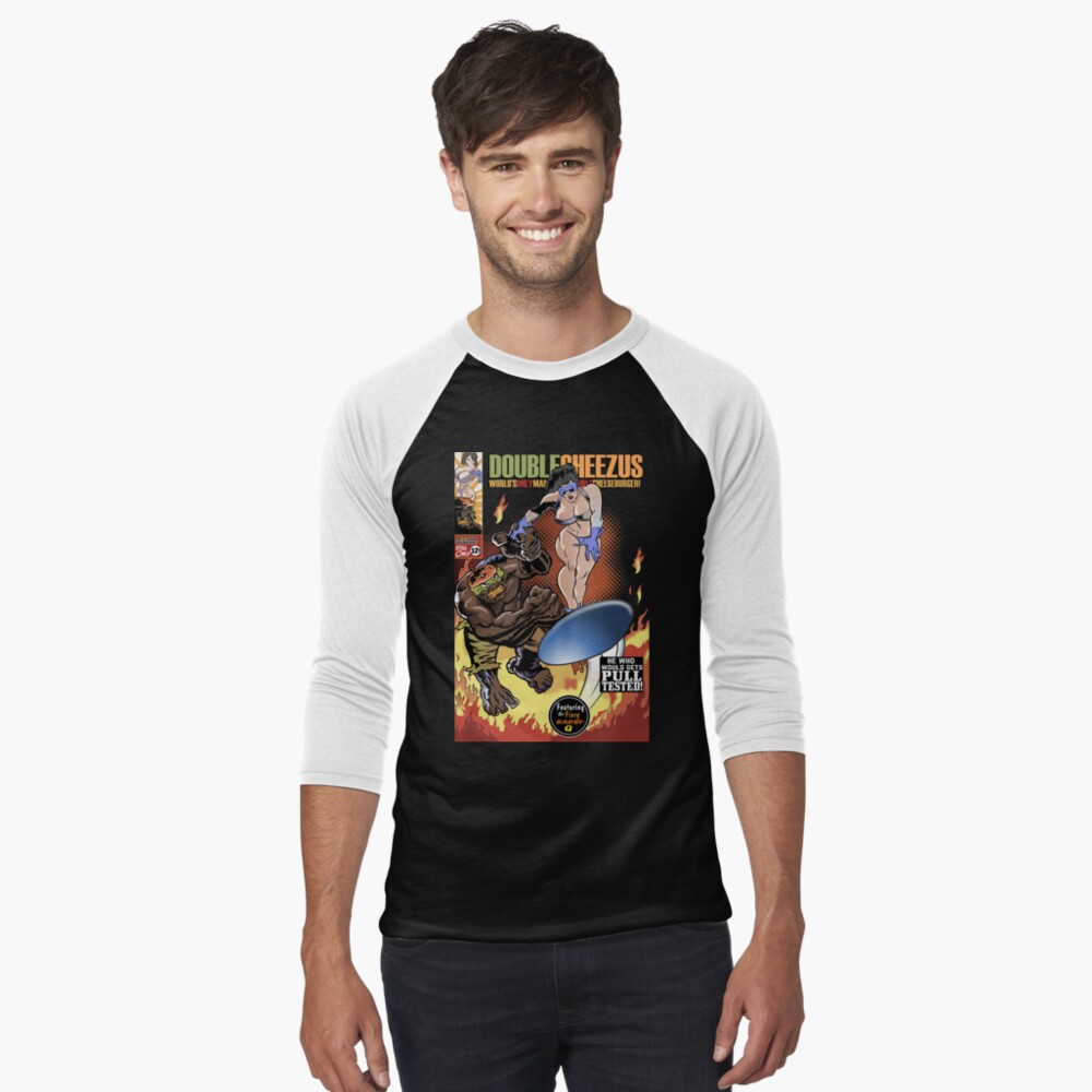 Double-Cheezus vs Barbi-Q Grillers T-Shirt Baseball ¾ Sleeve T-Shirt