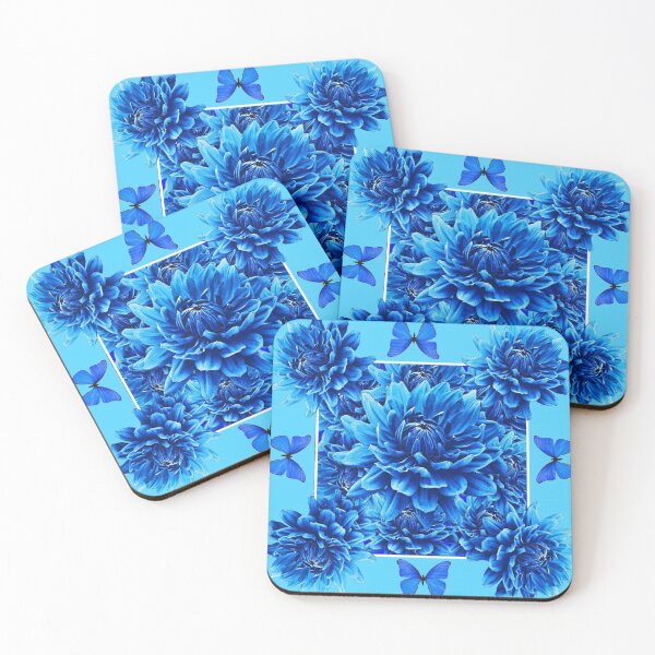 Item preview,  BLUE BUTTERFLY'S  BLUE DAHLIA FLORAL ART, designed and sold by sharlesart.