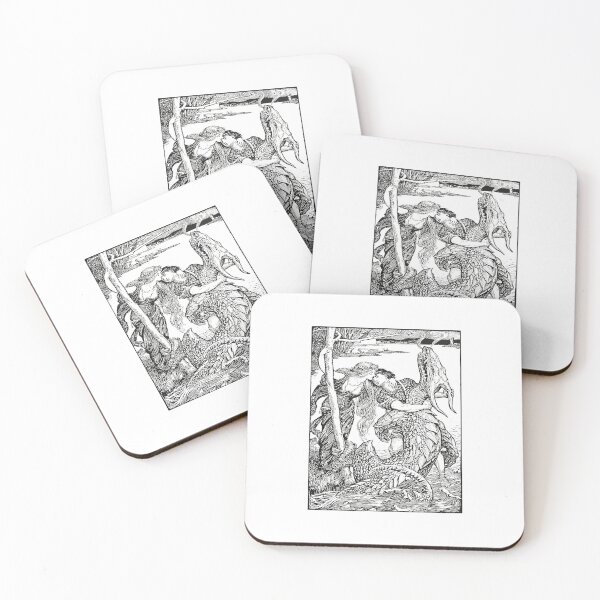 Item preview, Pre-raphaellite kiss and dragon, ex libris designed and sold by Blacklinesw9.
