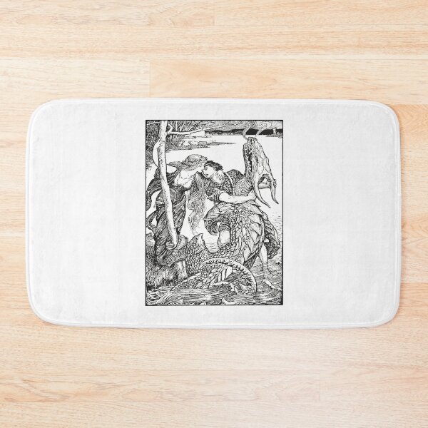 Item preview, Pre-raphaellite kiss and dragon, ex libris designed and sold by Blacklinesw9.