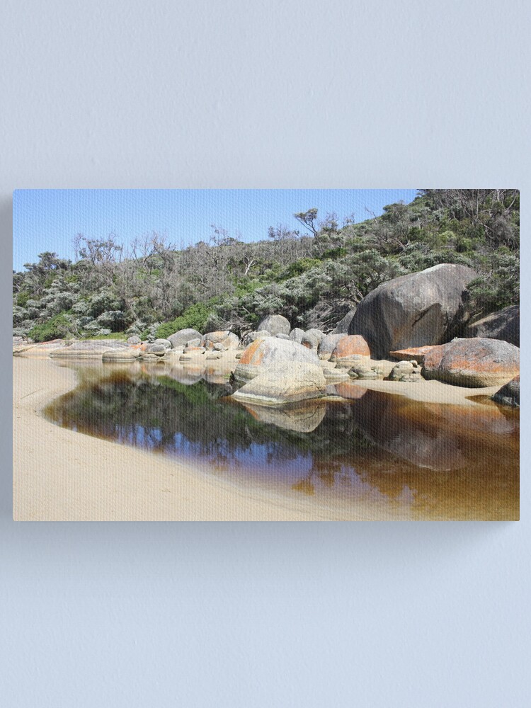 Thumbnail 2 of 3, Canvas Print, Rock reflections in Tidal River designed and sold by shep34.