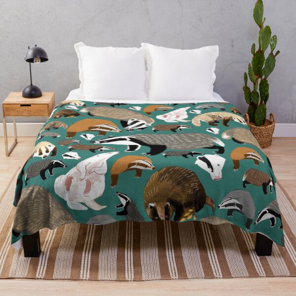 Item preview, Eurasian badgers pattern Teal designed and sold by belettelepink.