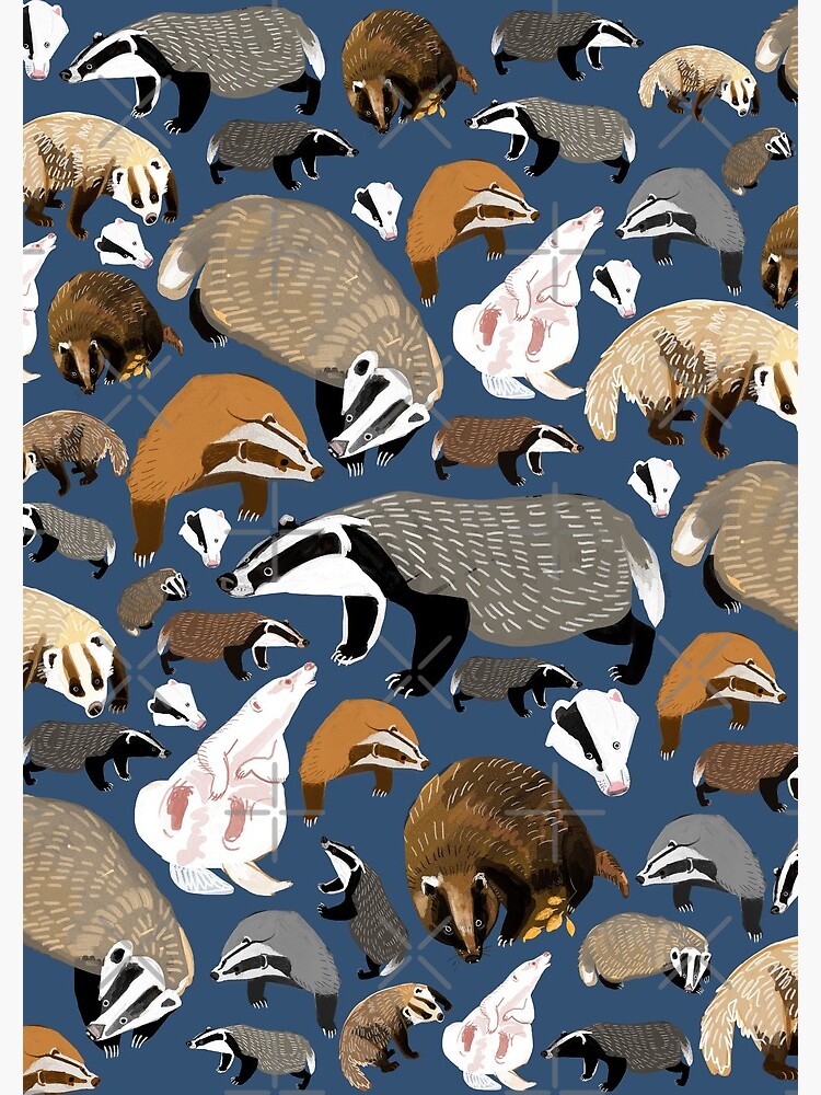 Eurasian badgers pattern Blue by belettelepink