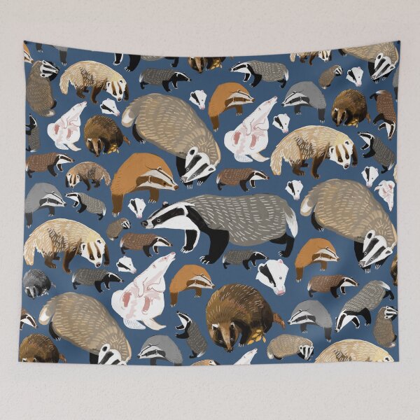 Item preview, Eurasian badgers pattern Blue designed and sold by belettelepink.