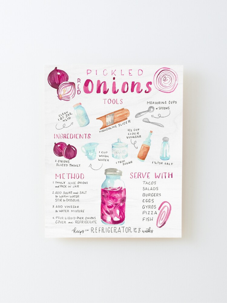 Alternate view of Pickled Onions Illustrated Recipe Mounted Print